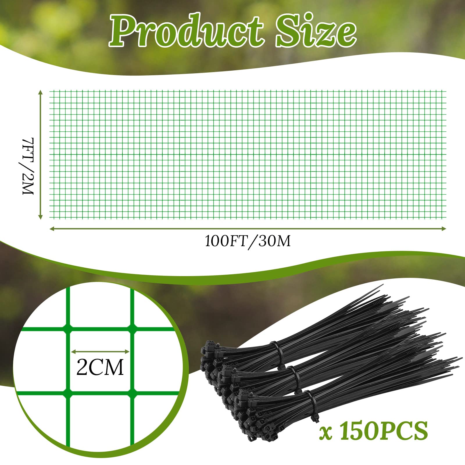 Woanger close-up of 0.8x0.8 inch mesh texture, durable barrier benefit