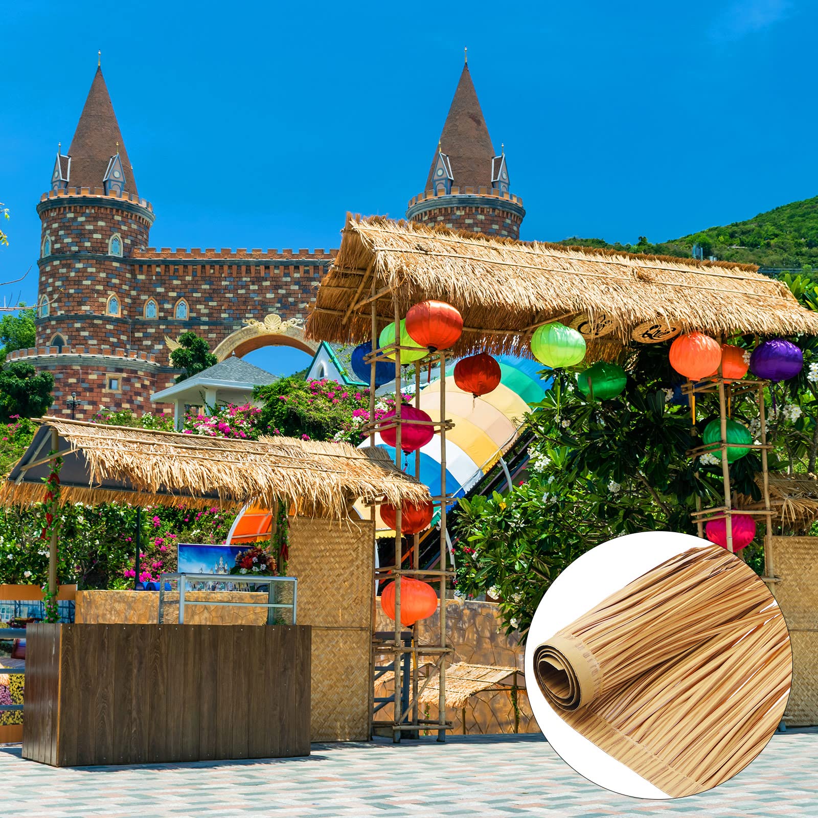 Woanger tiki bar setup at a party illustrating festive atmosphere and fast decorating