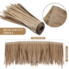 woanger close-up of PE thatch texture highlighting realistic look and low maintenance