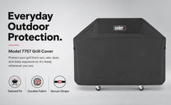 WOBER COVER on backyard grill protecting from rain and sun for outdoor longevity