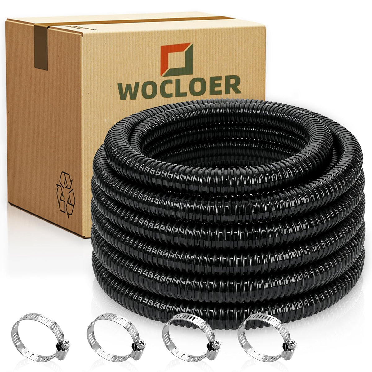 Wocloer manguera frontal mostrando longitud y paquete, ideal para conexión rápida