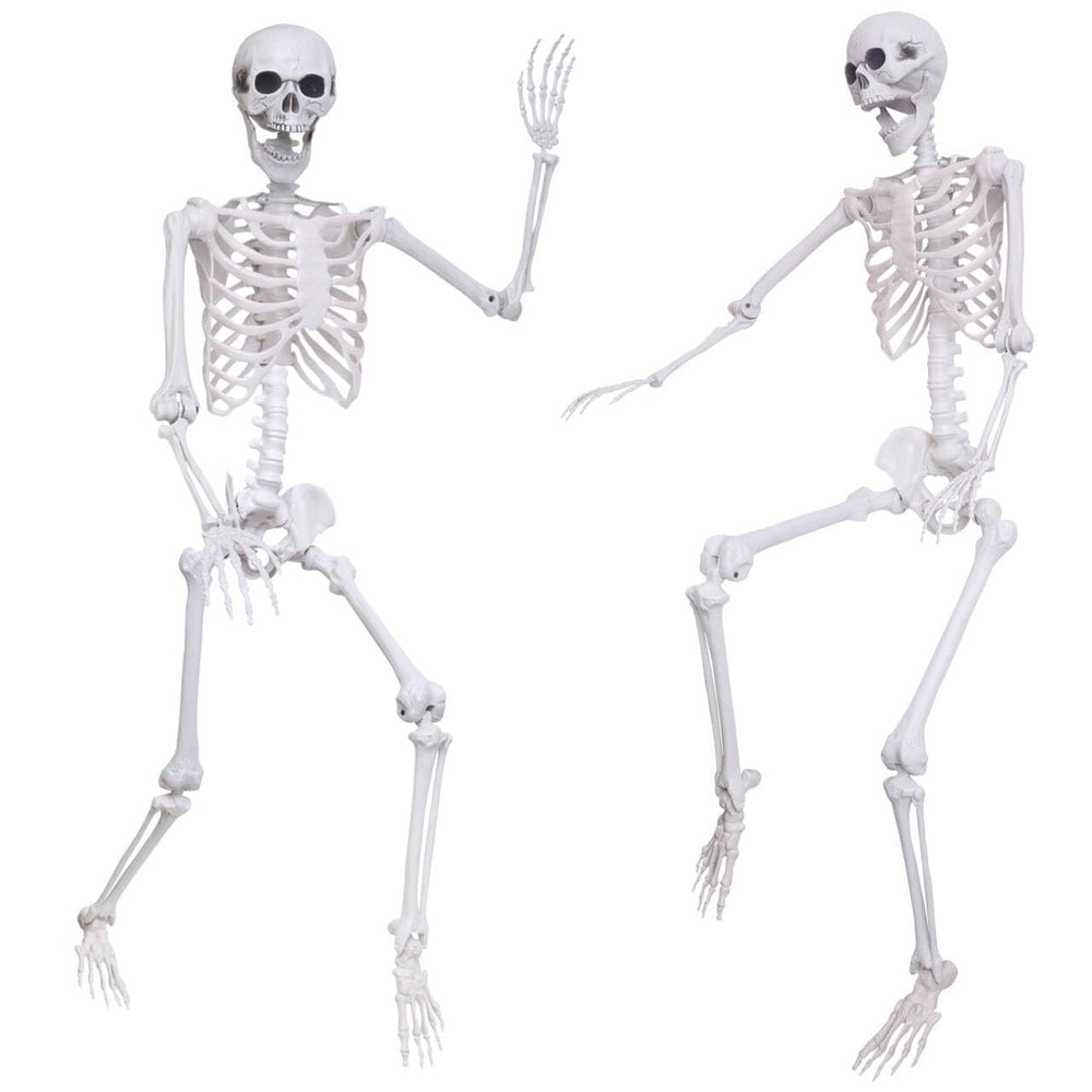 Wocst front view showing two life-size skeletons as a bold porch focal point