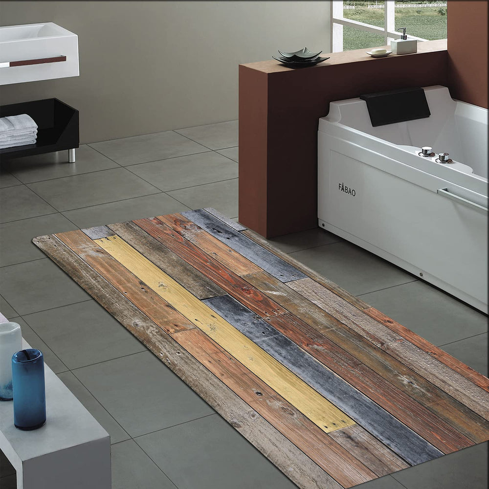 WODEJIA front view retro wood-board mat showing full coverage and style