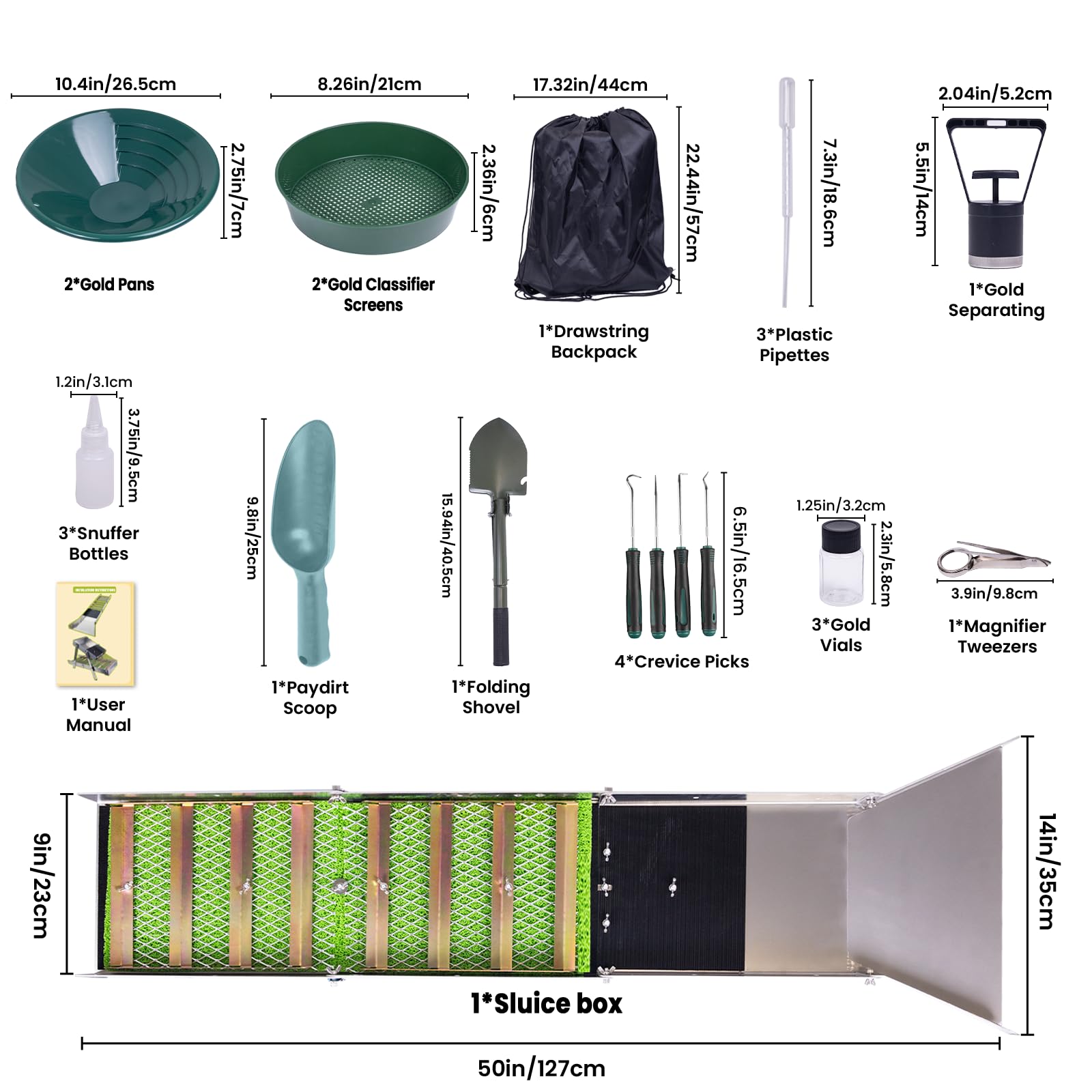 WodGod pans and classifier screens laid out for quick material sorting