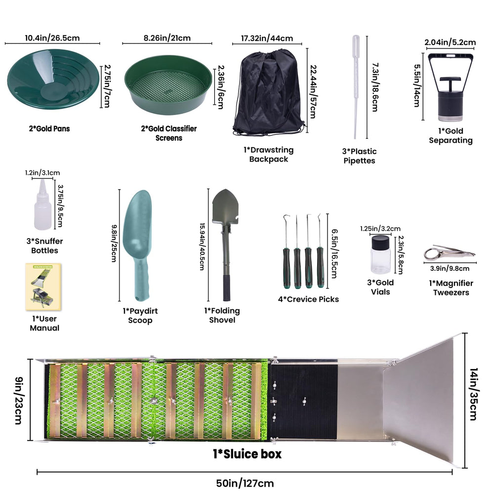 WodGod pans and classifier screens laid out for quick material sorting