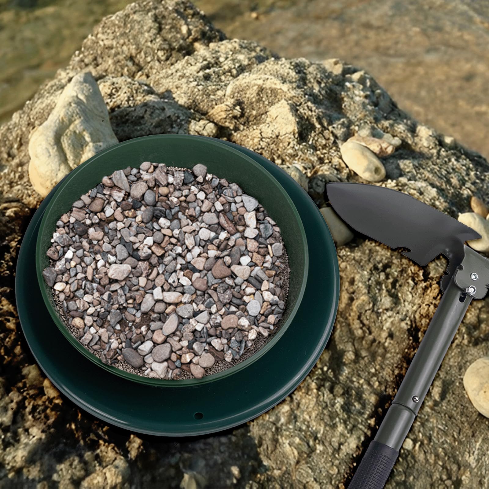 WodGod hand holding paydirt scoop showing compact size and scale