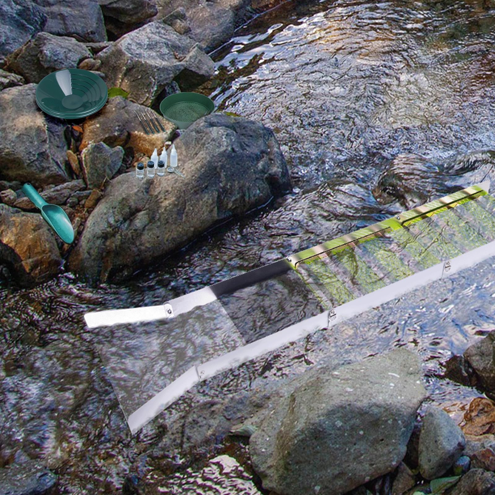 WodGod sluice box installed at creek for high-volume gold recovery