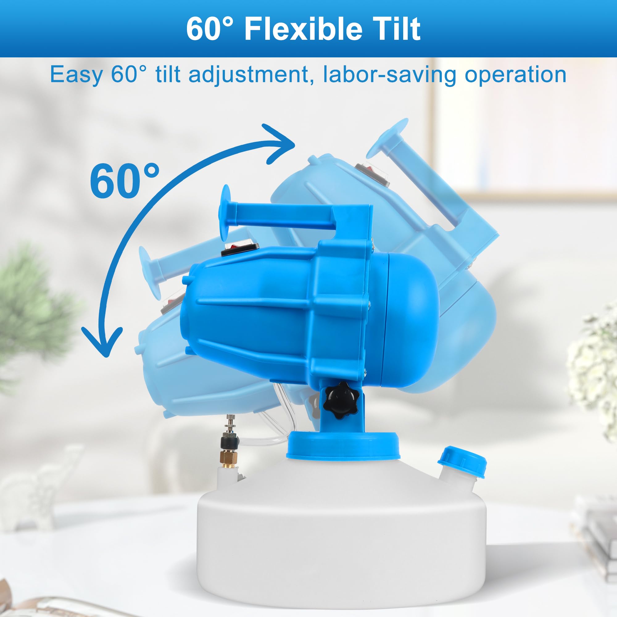 WOEden spray head tilted illustrating adjustable angle for targeted spraying