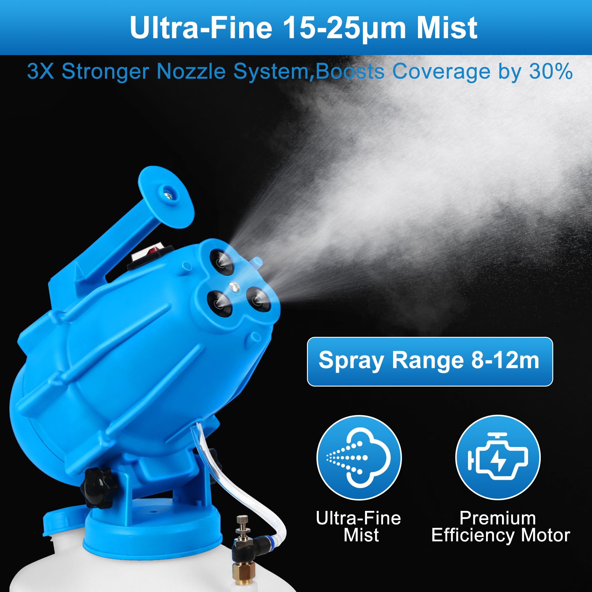 WOEden tank fill port detail showing 5L capacity and easy refill benefit