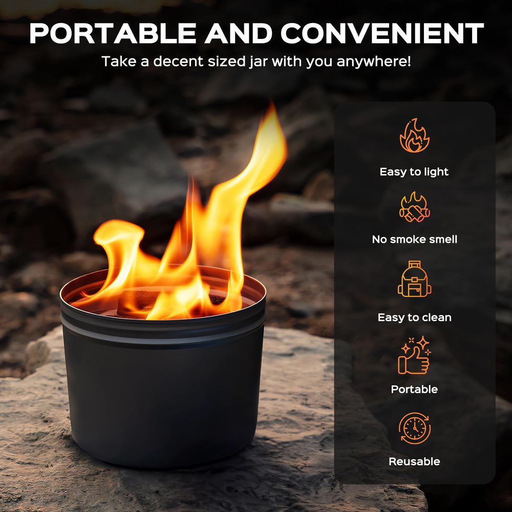 WOEHOL lit portable pit in use providing warm flame for outdoor ambiance
