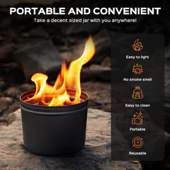 WOEHOL lit portable pit in use providing warm flame for outdoor ambiance