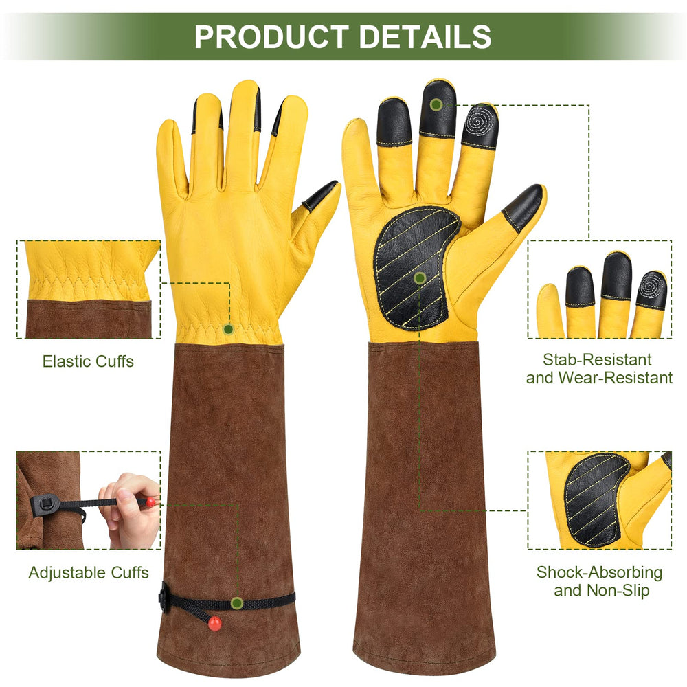 WOHEER gloves in use pruning a rose bush offering safe thorn protection