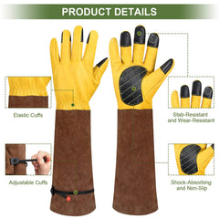 WOHEER gloves in use pruning a rose bush offering safe thorn protection