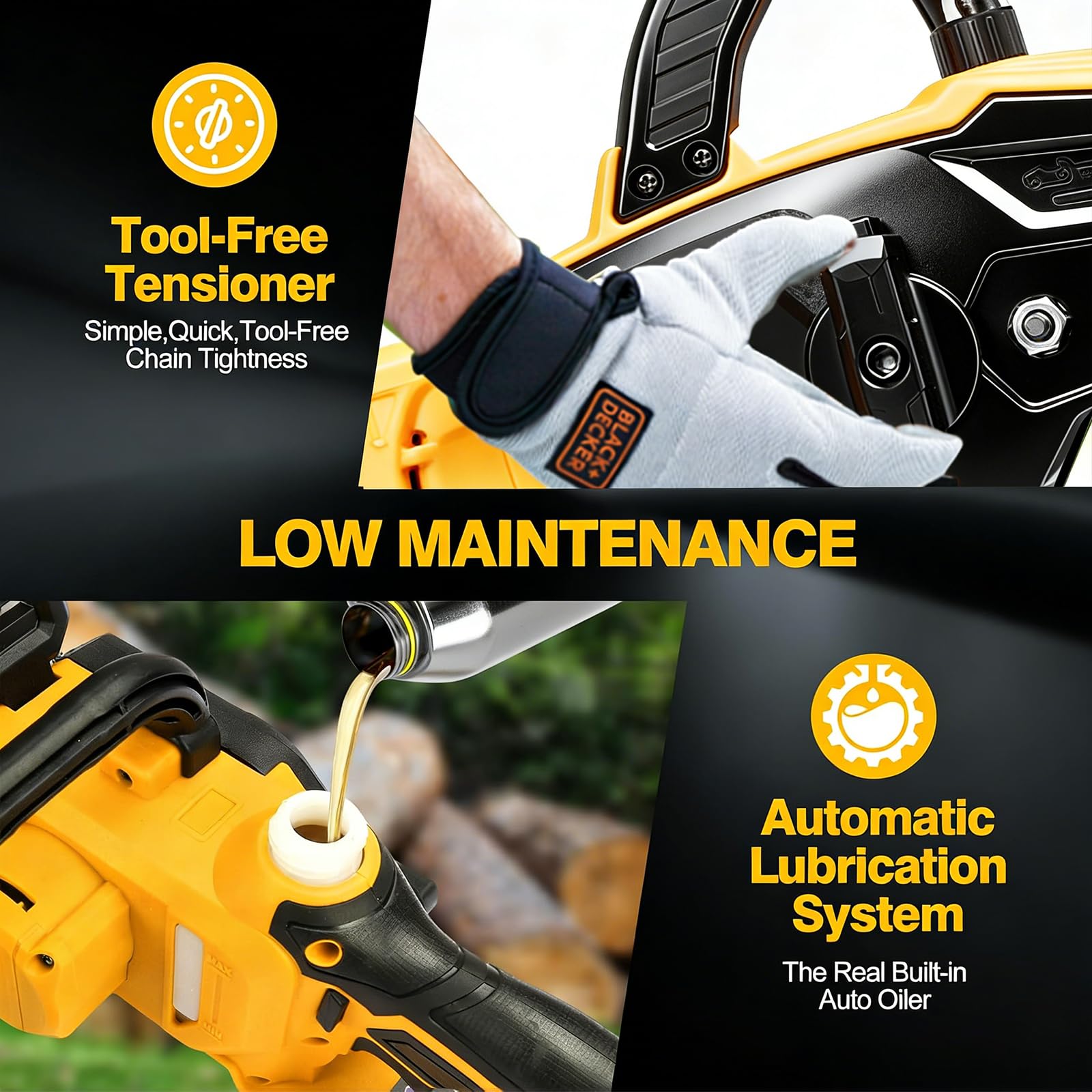 WOIZAO non-slip handle and safety lock detail for secure grip and accidental-start prevention