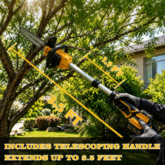 WOIZAO telescopic pole extended to 3.5 feet for safer elevated pruning and reach