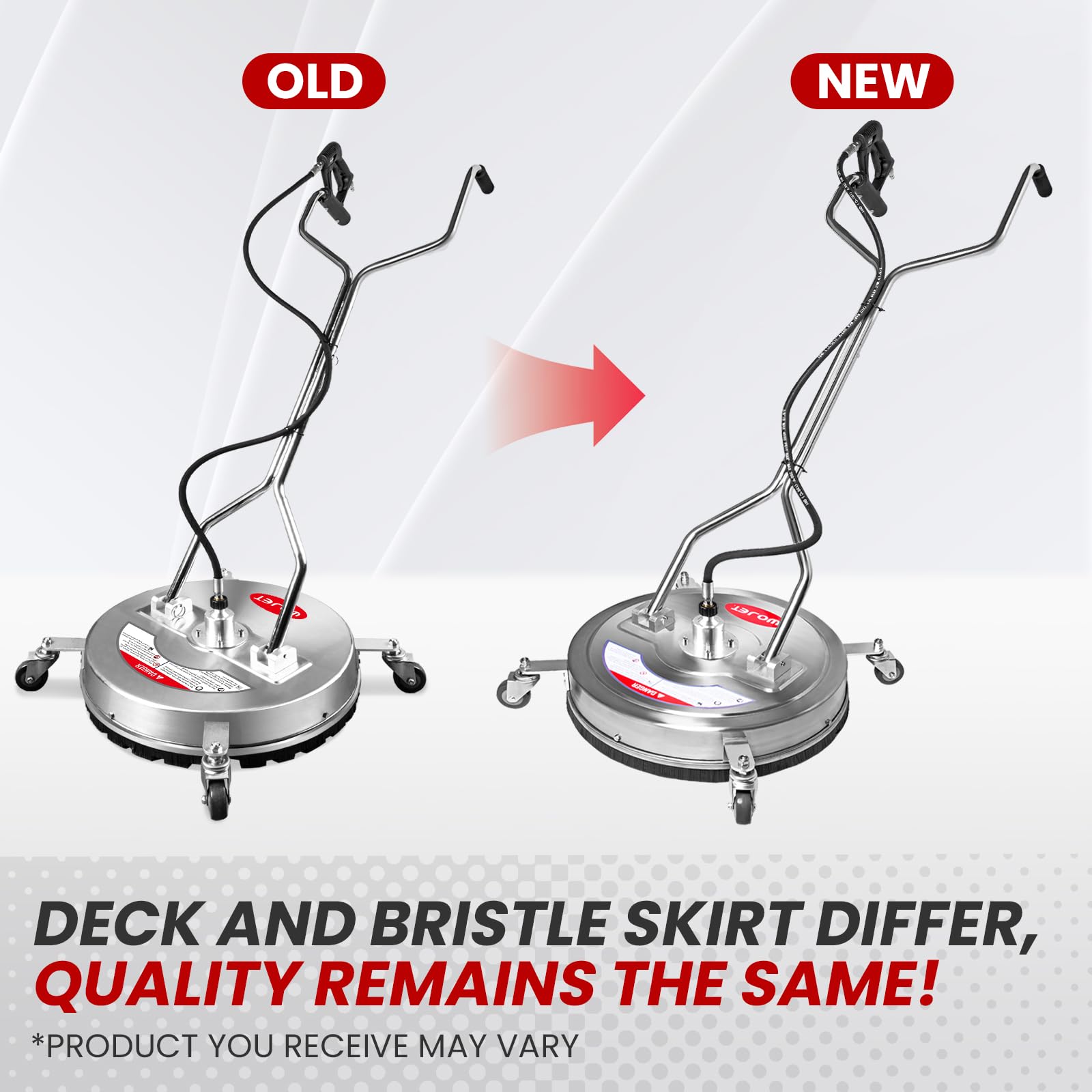 WOJET before and after patio image showing stripe-free, uniform cleaning results