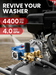 WOJET closeup of brass pump head and polished ceramic pistons for durability