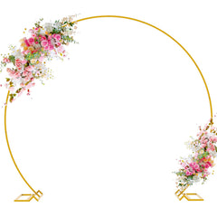 Wokceer front view gold arch showcasing full circle and elegant backdrop benefit