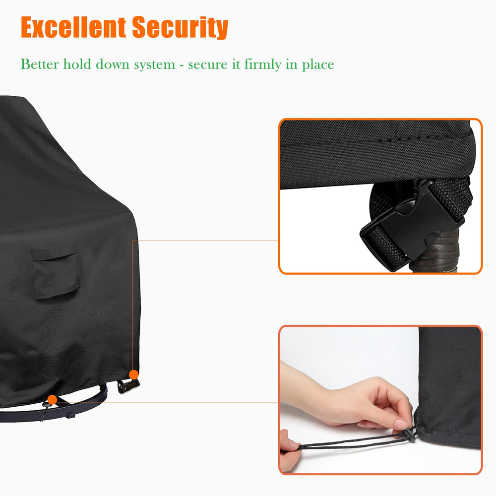 WOMACO snap-buckle straps securing cover against wind for stable fit