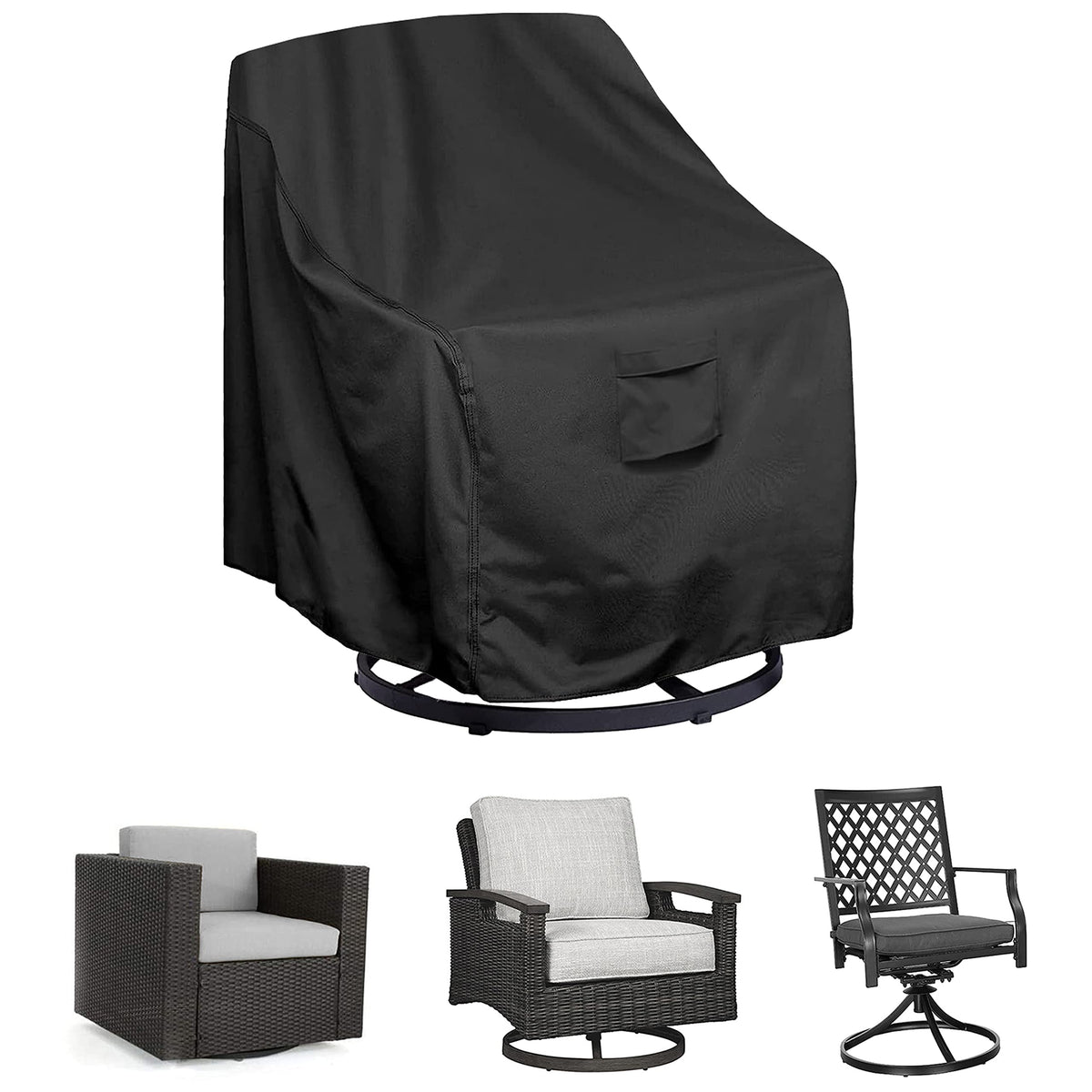 WOMACO front view cover on chair showing full protection and weather resistance