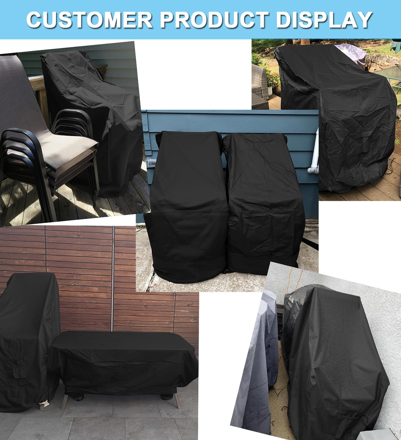 WOMACO covers on patio in sunlight, protects furniture and reduces fading