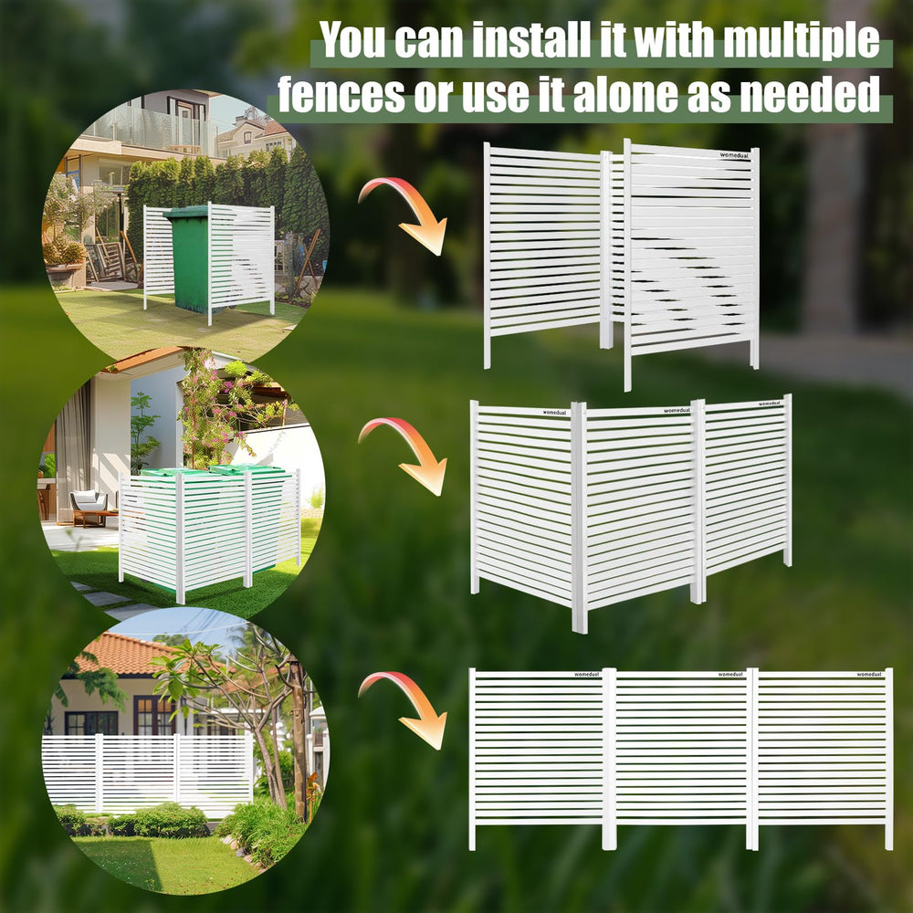 WOMEDUAL fence installed around an air conditioner reducing visual clutter near patio