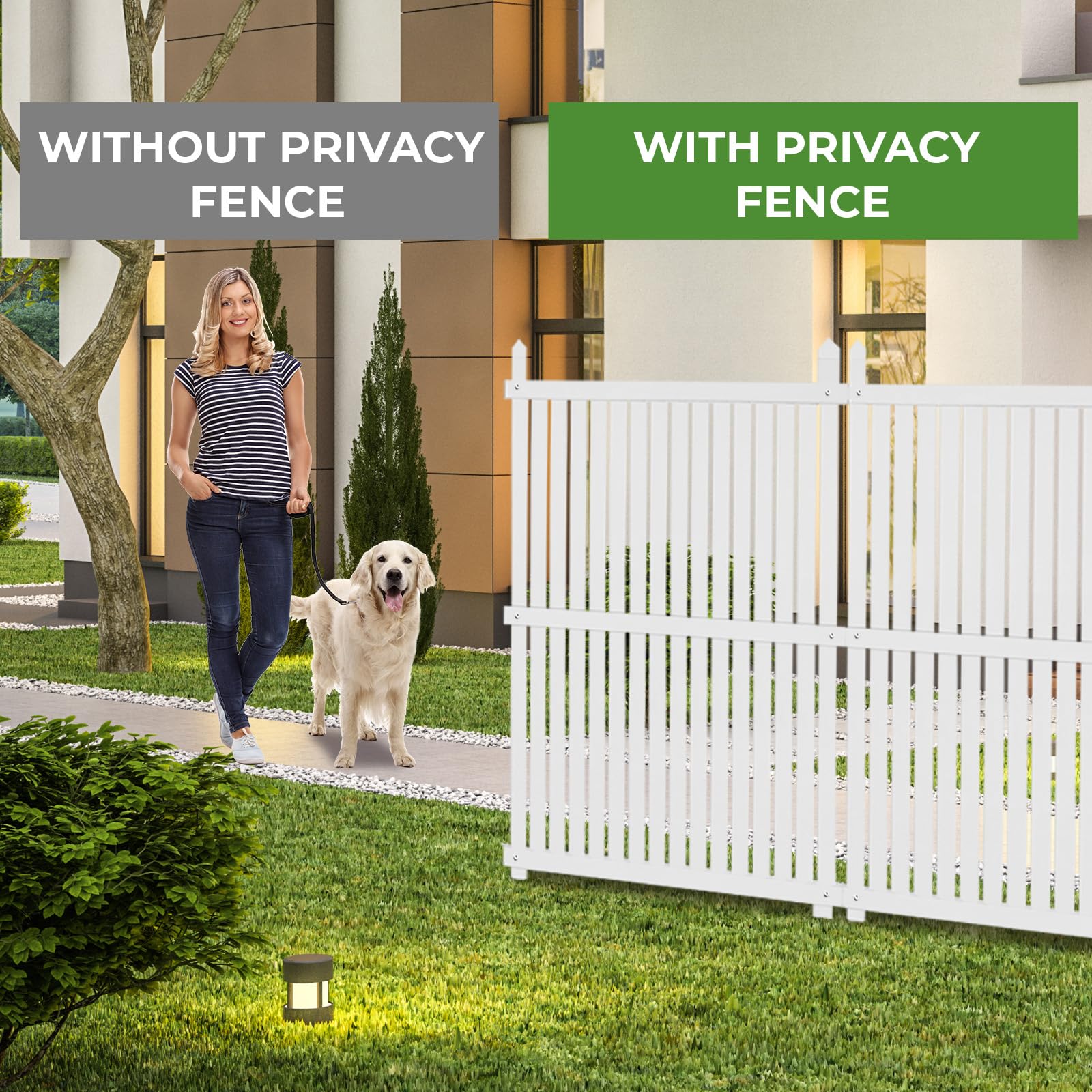 WOMEDUAL screening a trash can to reduce odors and improve curb appeal