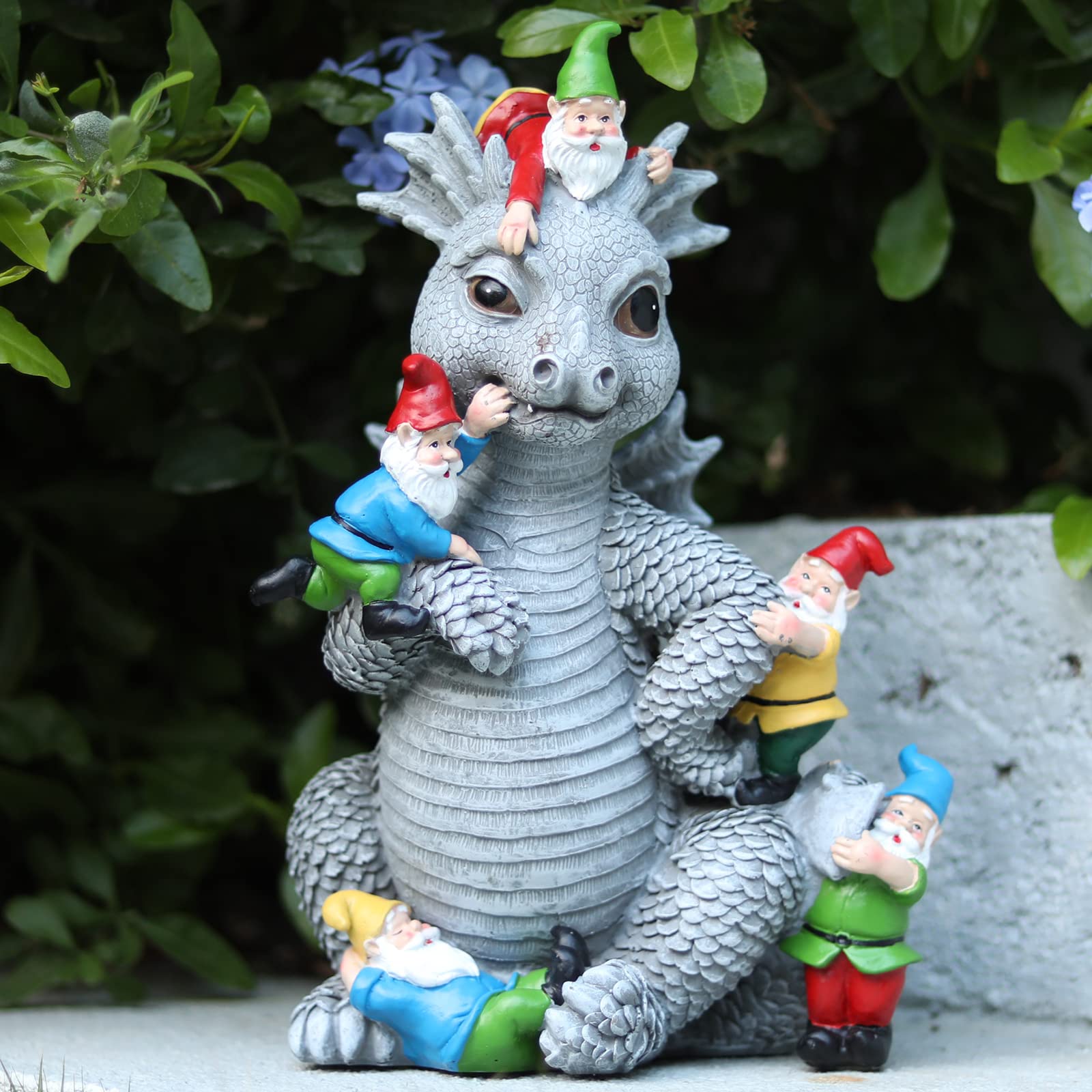 WONDER GARDEN front view showing dragon and gnomes adding whimsy