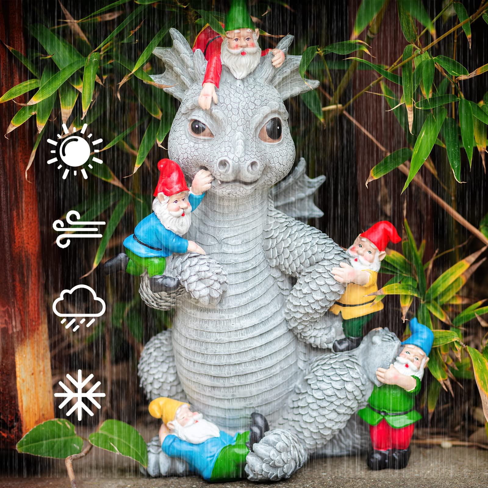 WONDER GARDEN statue placed among flowers to enhance garden storytelling