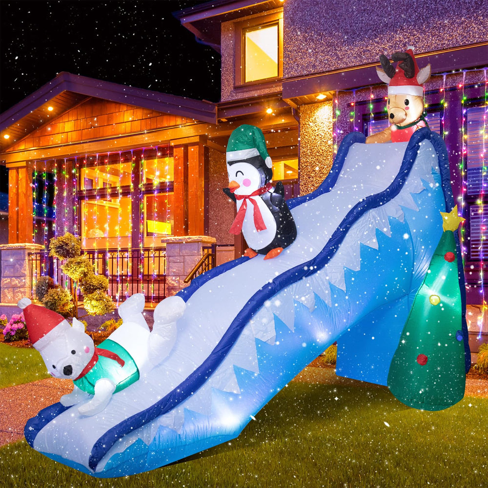 WONDER GARDEN illuminated penguin slide at night boosting curbside visibility