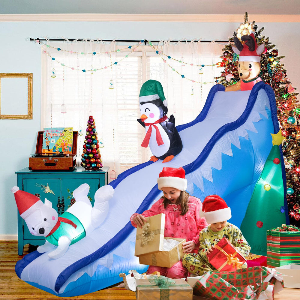 WONDER GARDEN 8.2ft inflatable next to a door to show true size