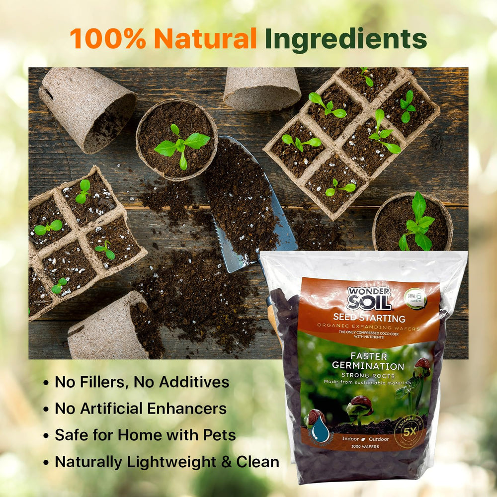 Wonder Soil expanded pellet top view highlighting nutrient-rich coco coir mix