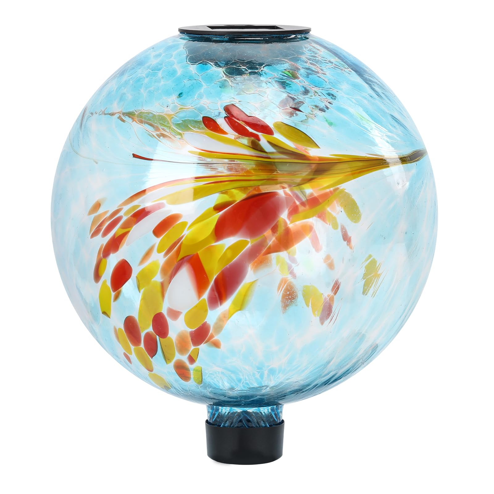 Wonder Solar front view of colorful glass gazing ball for vibrant garden focal point