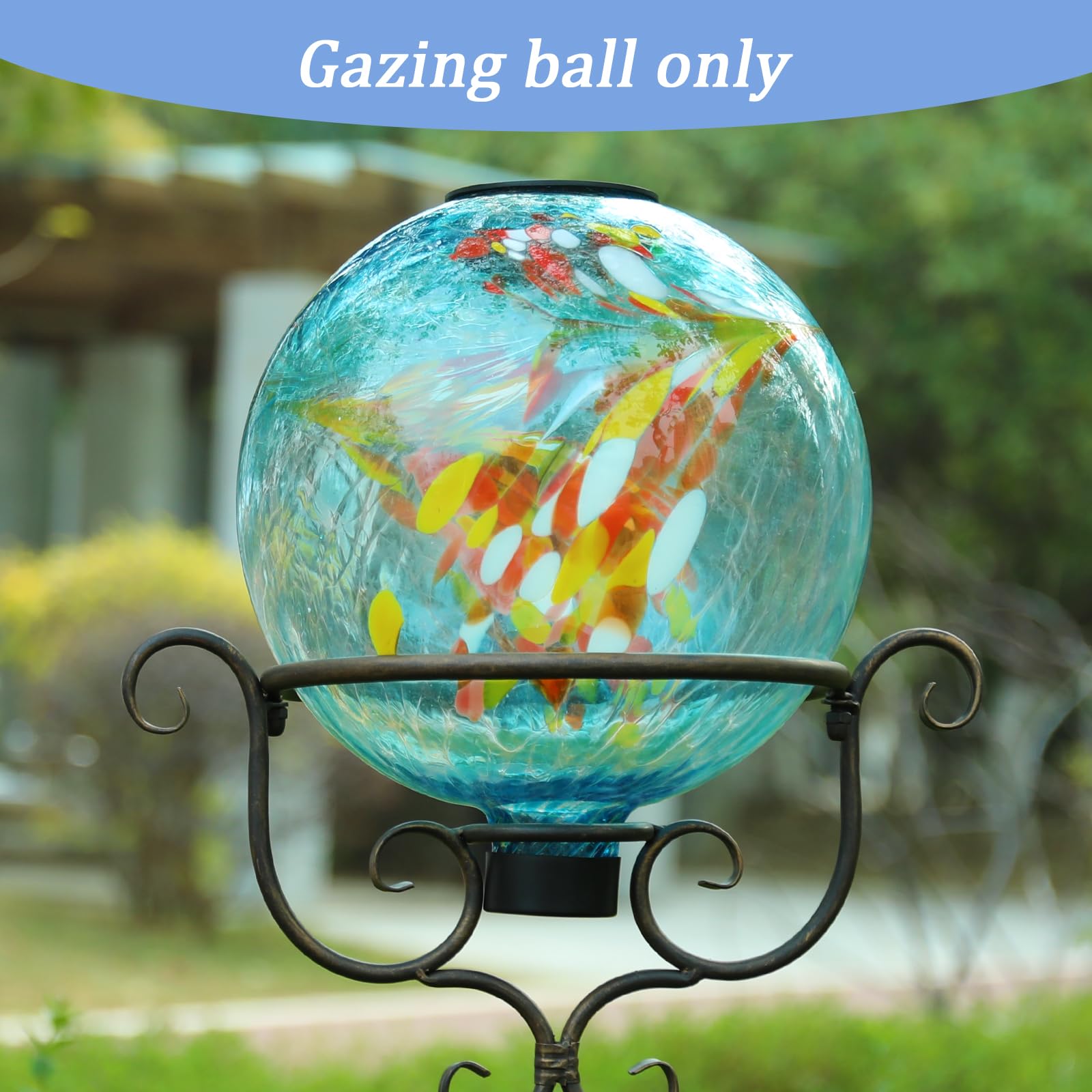 Wonder Solar gazing ball placed in garden bed creating decorative landscape interest