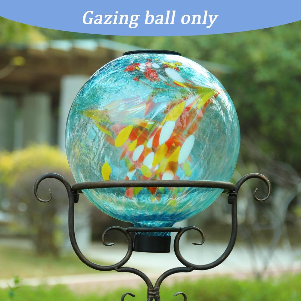 Wonder Solar gazing ball placed in garden bed creating decorative landscape interest