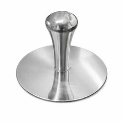 Wonderful Cuisine front view of stainless steel burger press showing solid construction and benefits