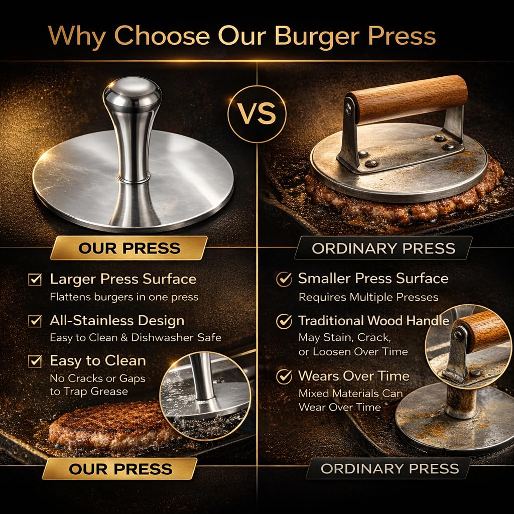 Wonderful Cuisine burger press next to ruler showing size scale for consistent portioning