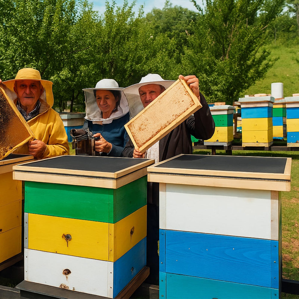 Wonderjune size comparison with ruler indicating 51 x 41 cm fit for 10-frame hives and reliable compatibility