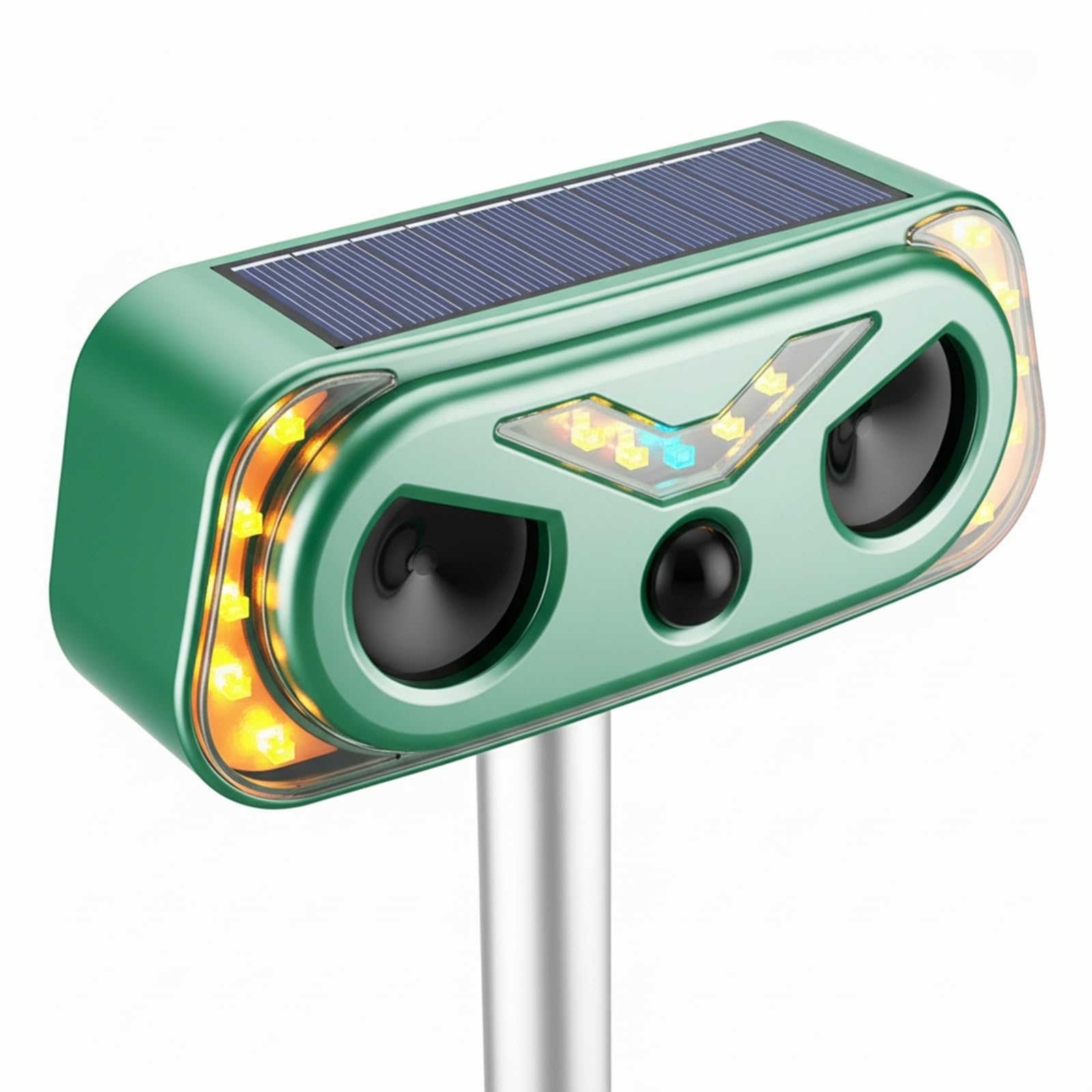 WonderMar front view mounted showing device protecting garden beds