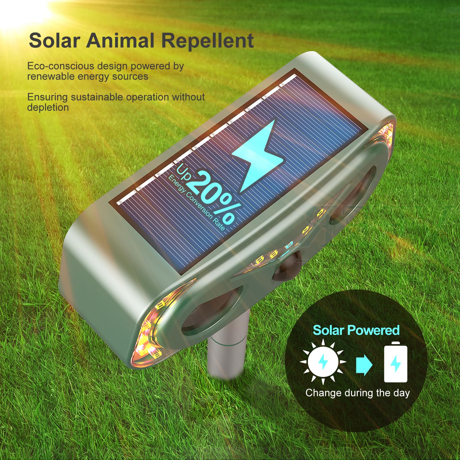 WonderMar ultrasonic speaker detail highlighting humane animal deterrent