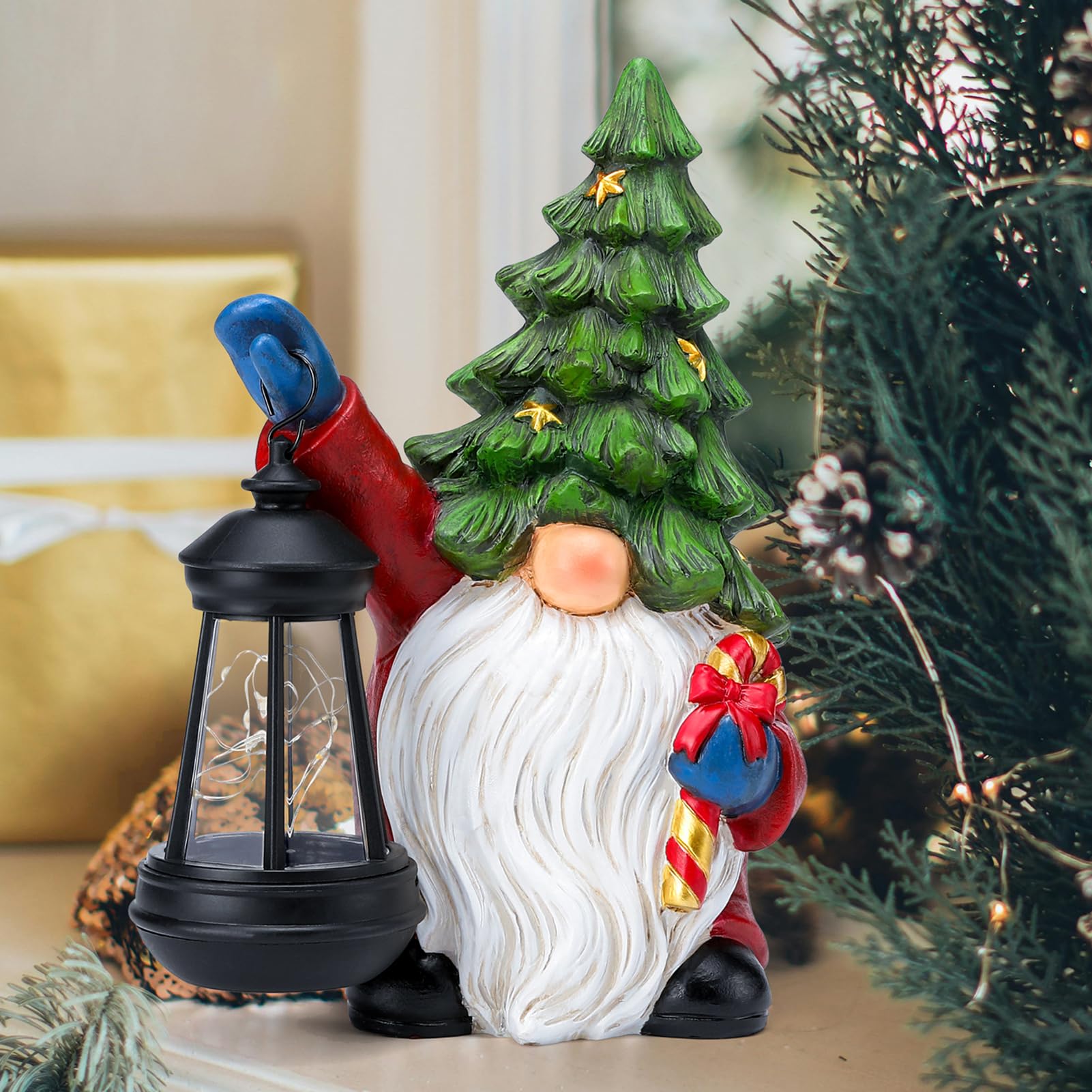 WONDHOME gnome close-up of glossy resin texture and hand-painted details, durable finish benefit