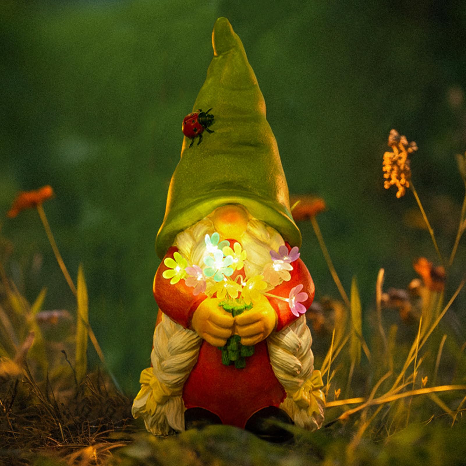 WONDHOME gnome lady front view showing vibrant colors and charming design benefit: brightens entryways