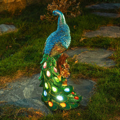 WONDHOME peacock statue front view showing elegant pose and durable finish