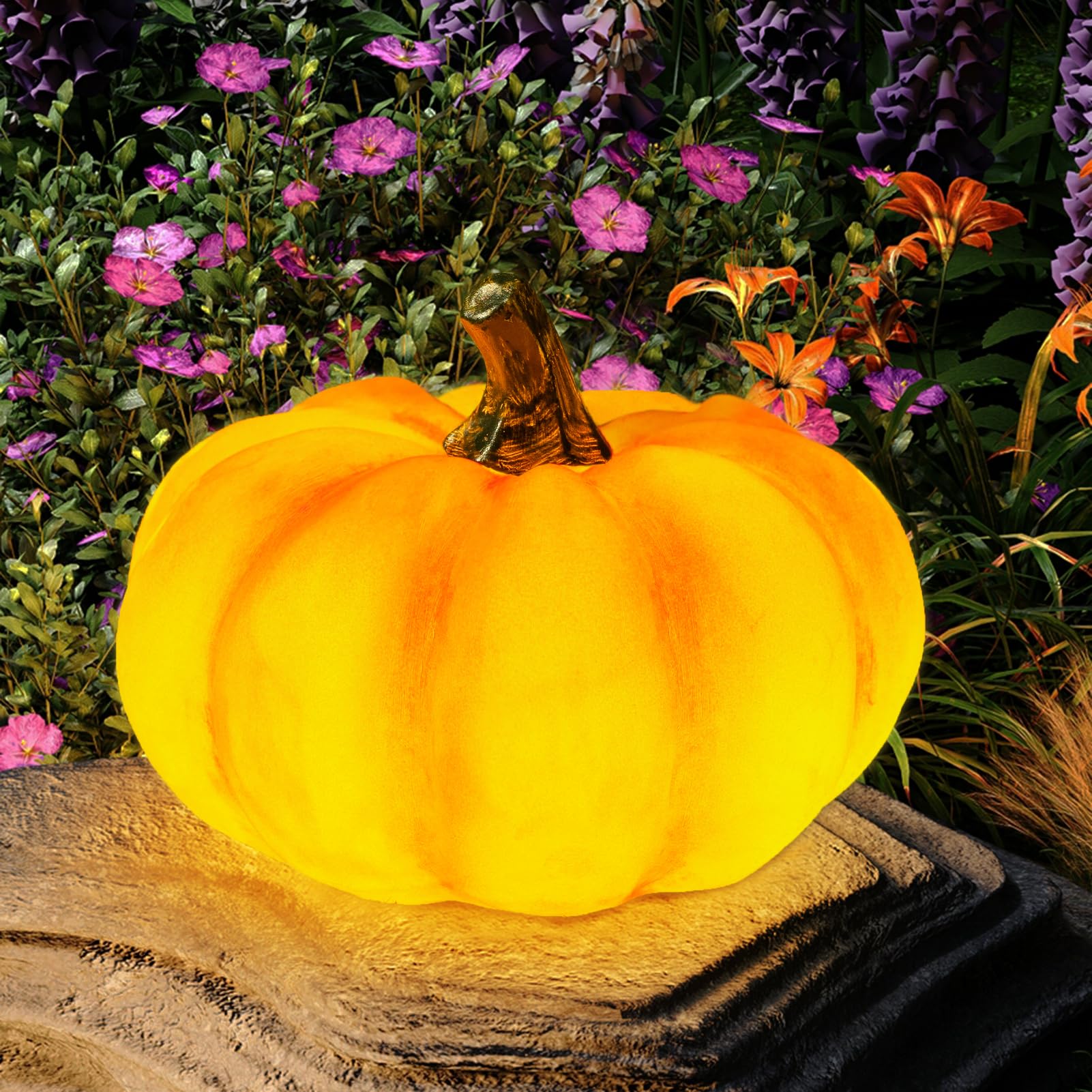 WONDHOME pumpkin front view showing glowing LED and festive look
