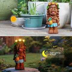 WONDHOME LED flower crown lit on tiki girl providing soft evening glow