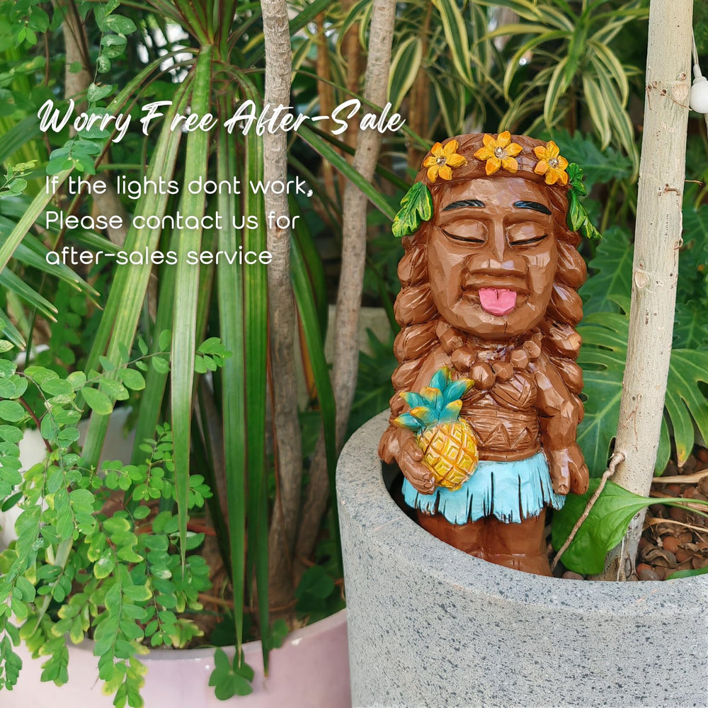 WONDHOME tiki statue beside hand showing scale and portable size