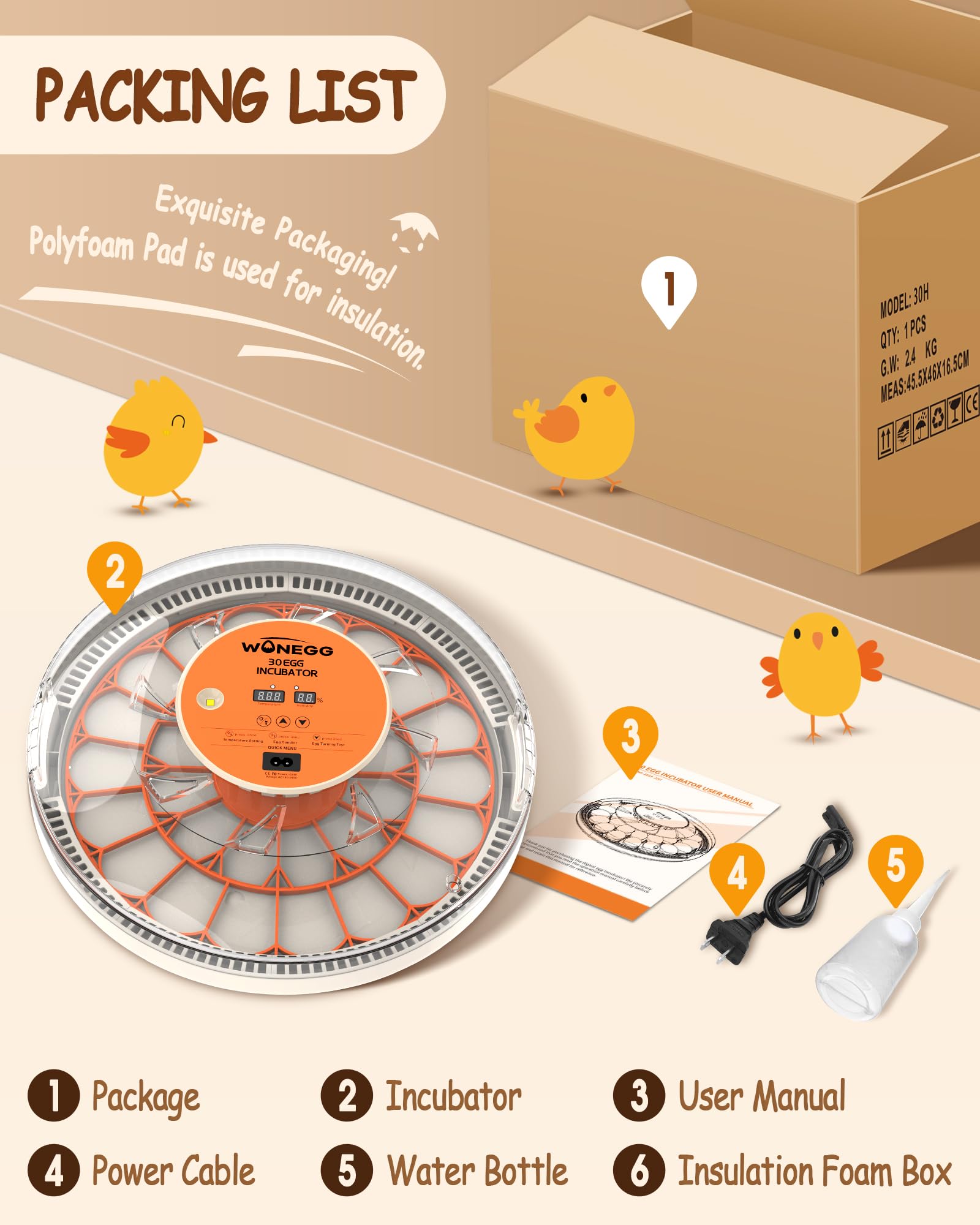WONEGG incubator loaded with 30 eggs to show capacity and scale benefit