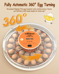 WONEGG digital display close-up showing temperature and humidity controls for accuracy