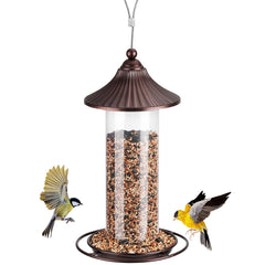 WONLIVE feeder front view showing compact hanging design and perches