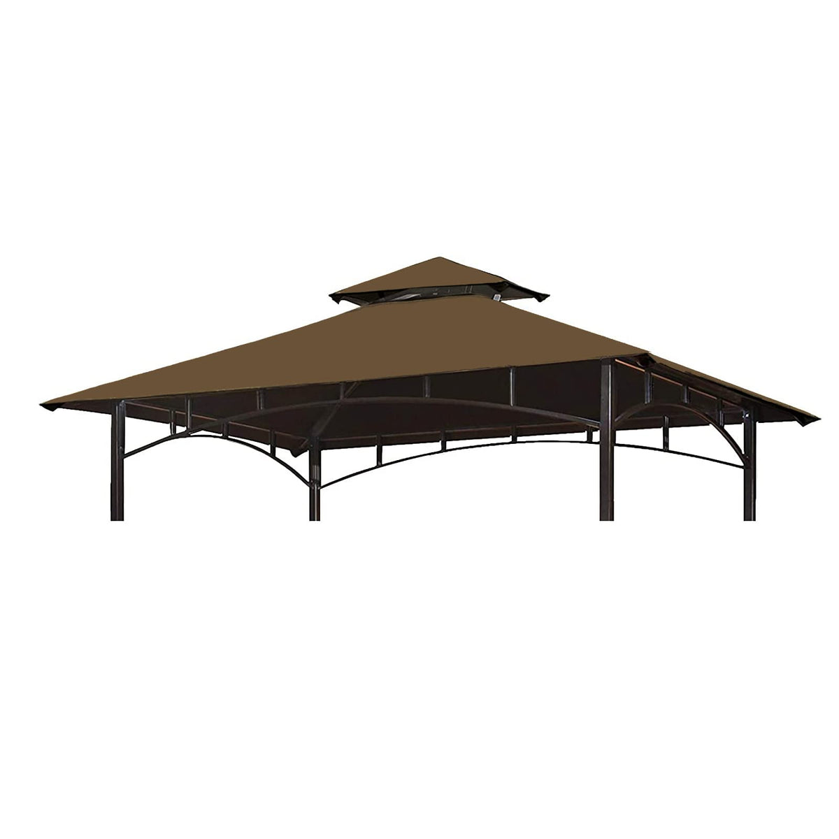 Wonwon front view roof installed showing brown canopy protecting grill